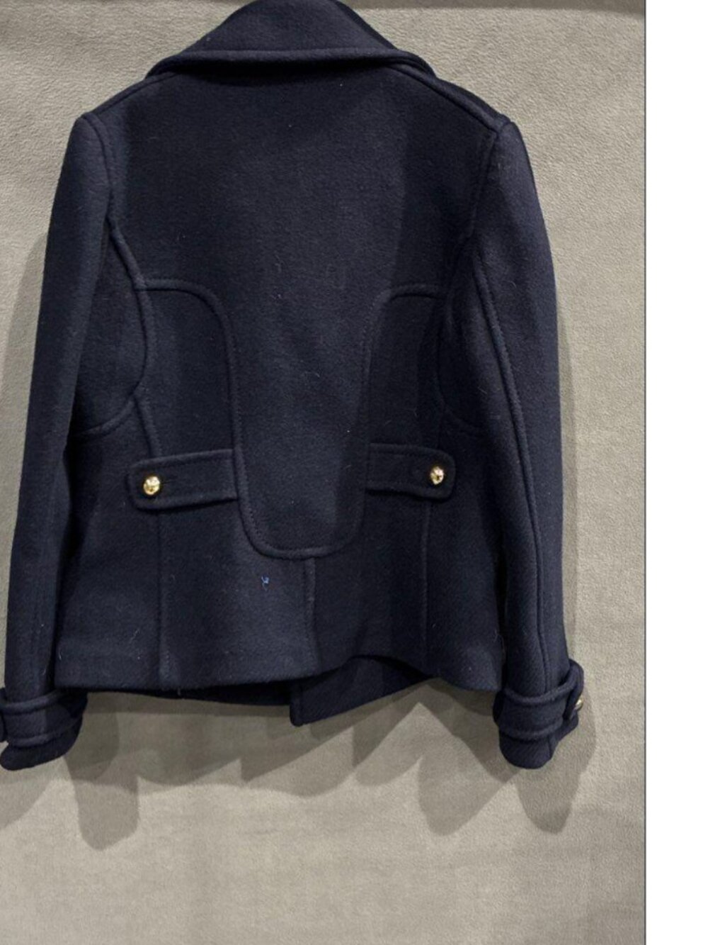 Coach New York Navy Blue Wool Double Breasted Peacoat Gold Buttons - 8 - Picture 3 of 7